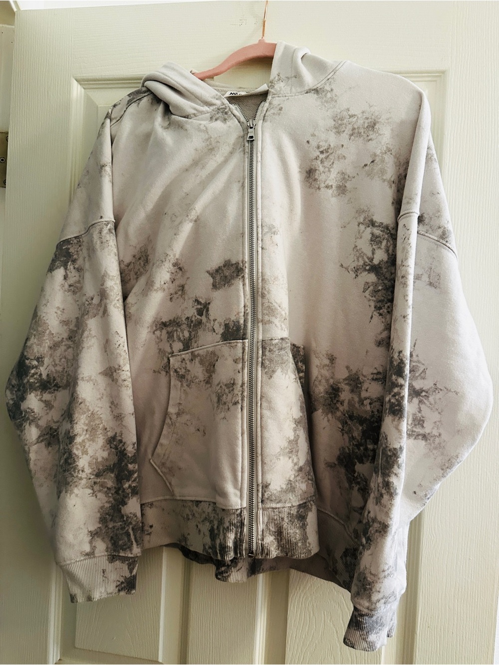 No Boundaries Light Gray Tie-Dye Zip Hoodie